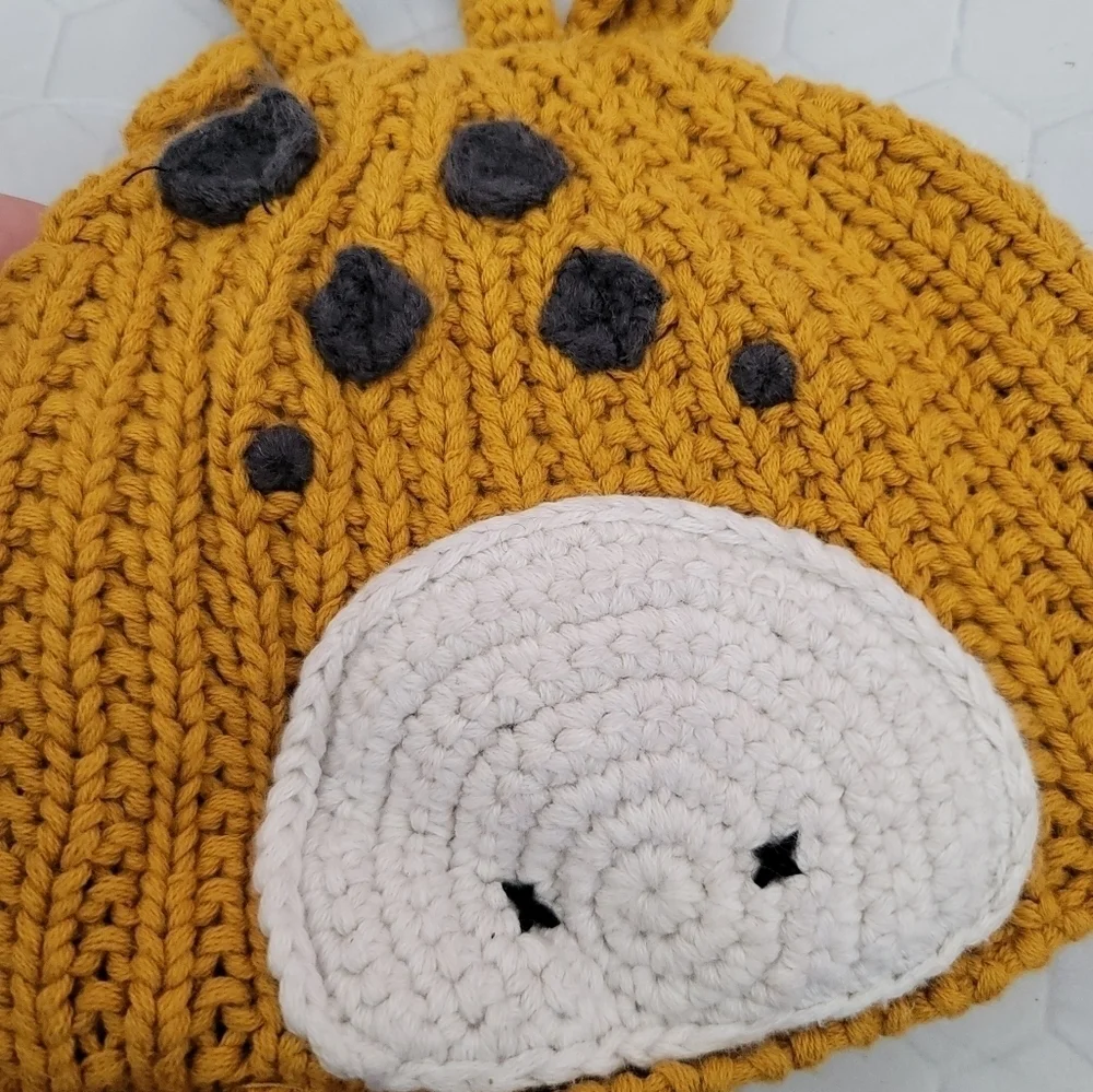 Next Baby 6-12M Infant Lined Giraffe Knit Beanie Hat